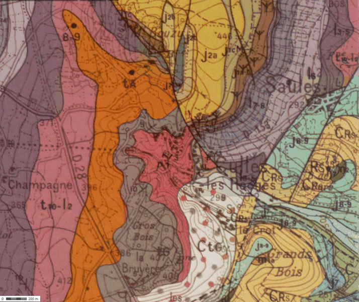 Carte géologique de Culles les Roches