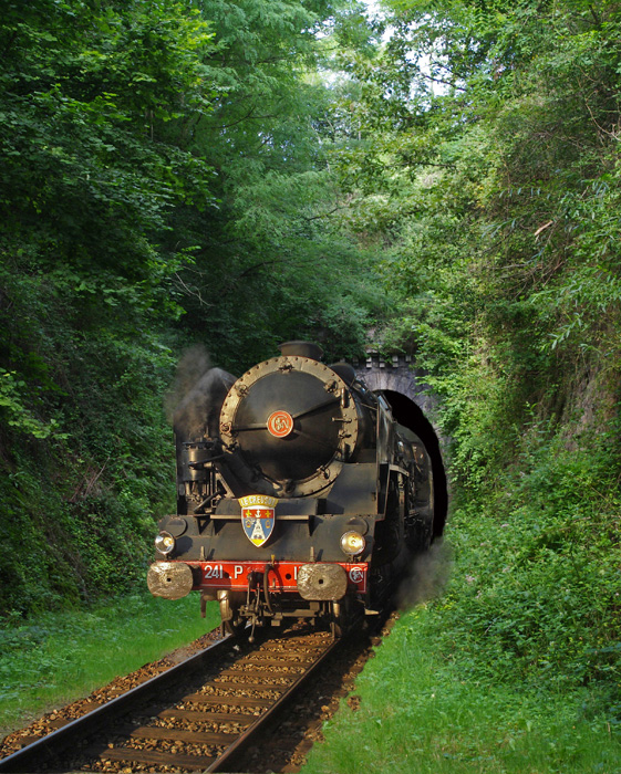 Photo d'une locomotive devant le tunnel de Champagne  Culles les Roches